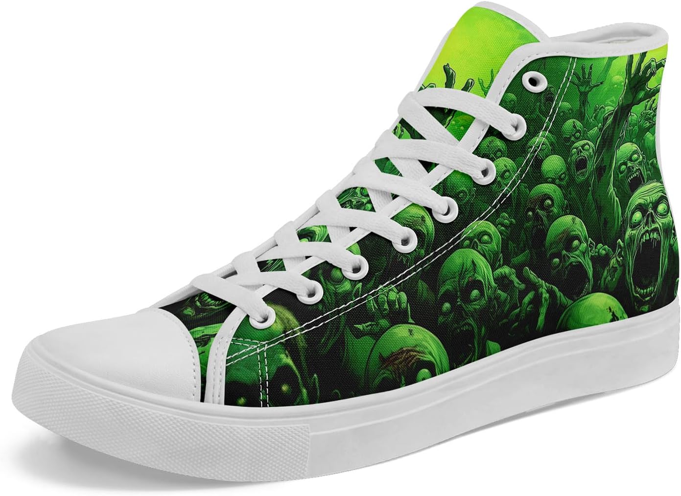 

Кеды на высокой подошве из холста для мужчин и женщин на Хэллоуин, с рисунками тыквы, призрака и черепа, дышащие, на плоской подошве, для повседневной ходьбы Awsole, белый/черный/зеленый