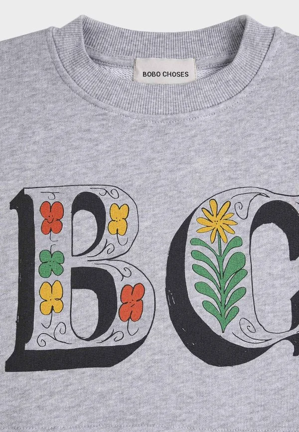 Укороченная толстовка с весенними надписями Bobo Choses, Heather Grey — фото 4