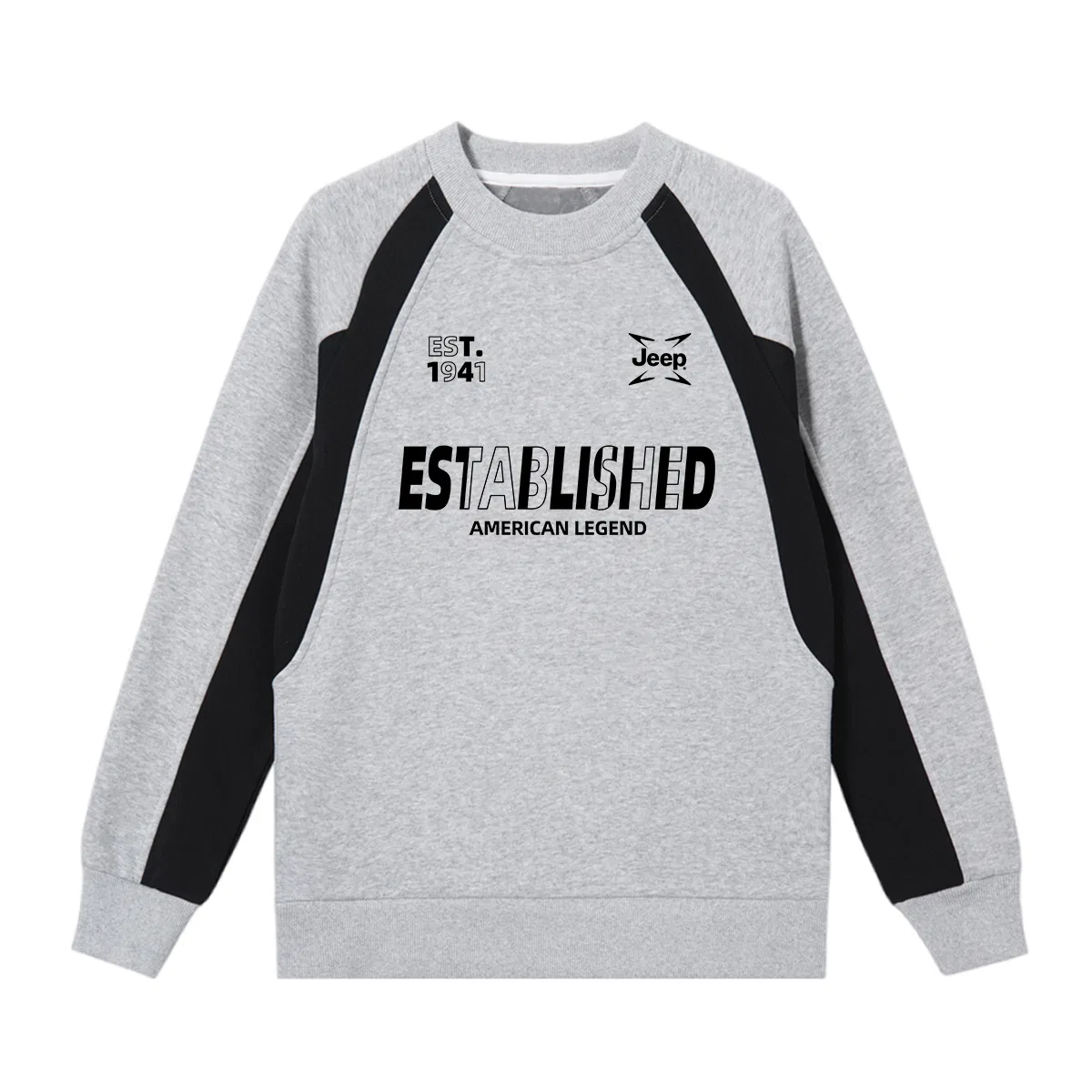 Свитшот детский с круглым вырезом утепленный Grade School Jeep, Black Gray — фото 3