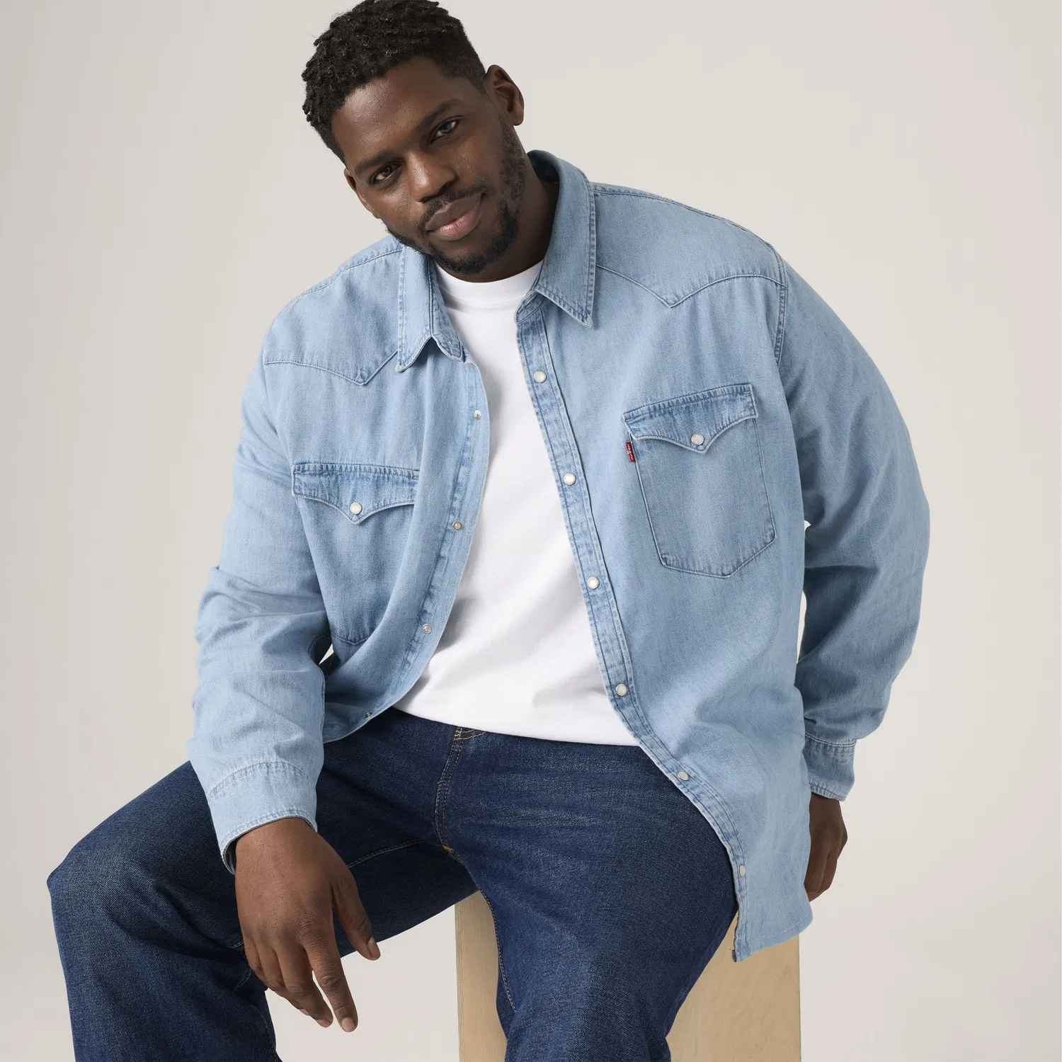 Классическая рубашка в стиле вестерн (большой размер) Levi's, Light Wash