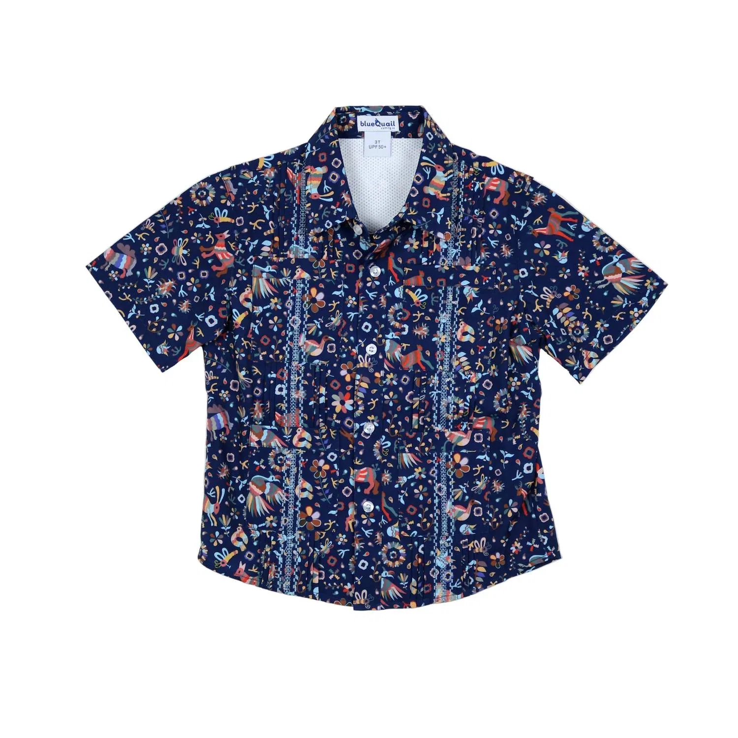 Blue Quail Clothing Co Детская рубашка-гуаябера с коротким рукавом, осенняя расцветка Otomi