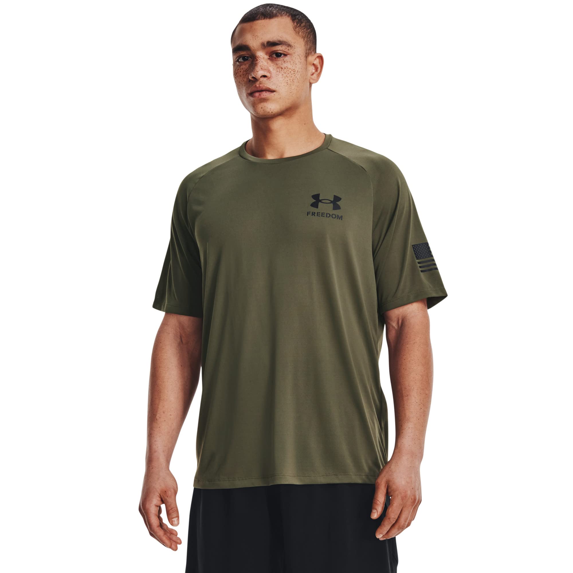 

Футболка Under Armour Freedom Tech Short Sleeve Tee, Marine OD Green/Black