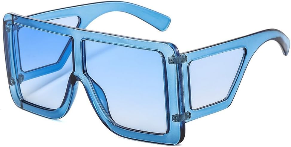 

Цельные солнцезащитные очки-маска для женщин, большие очки, модные розово-серые солнцезащитные очки для мужчин, ретро-очки с защитой от УФ-излучения UV400 HVTVTLA, C4 Blue-blue