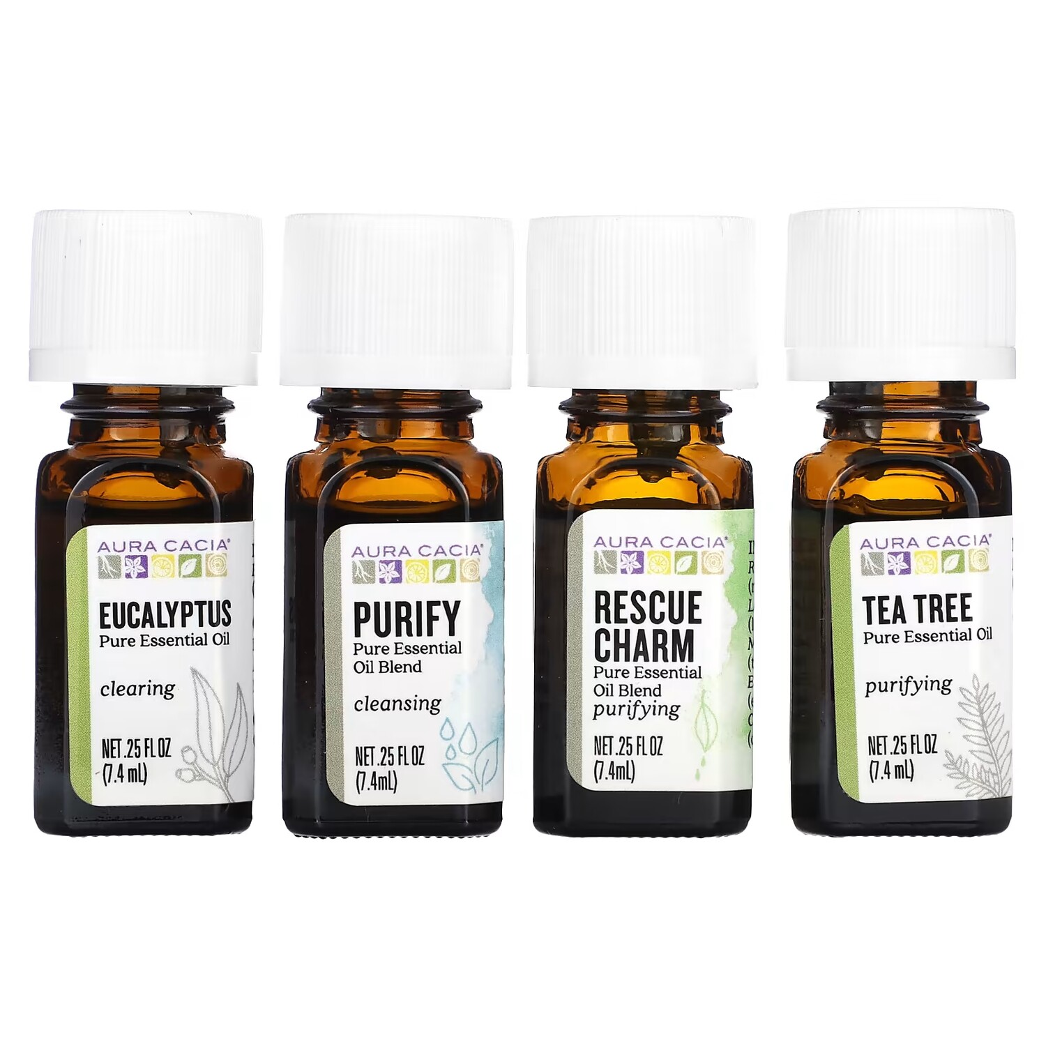 

Набор Aura Cacia Purify Kit для очистки чистых эфирных масел, 4 флакона