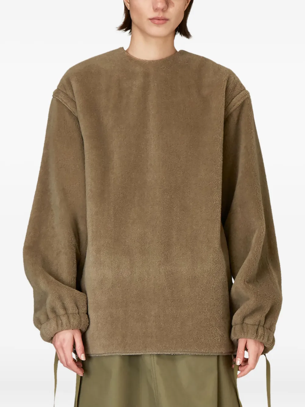 

Топ из шерсти с манжетами на кулиске Hyke, коричневый