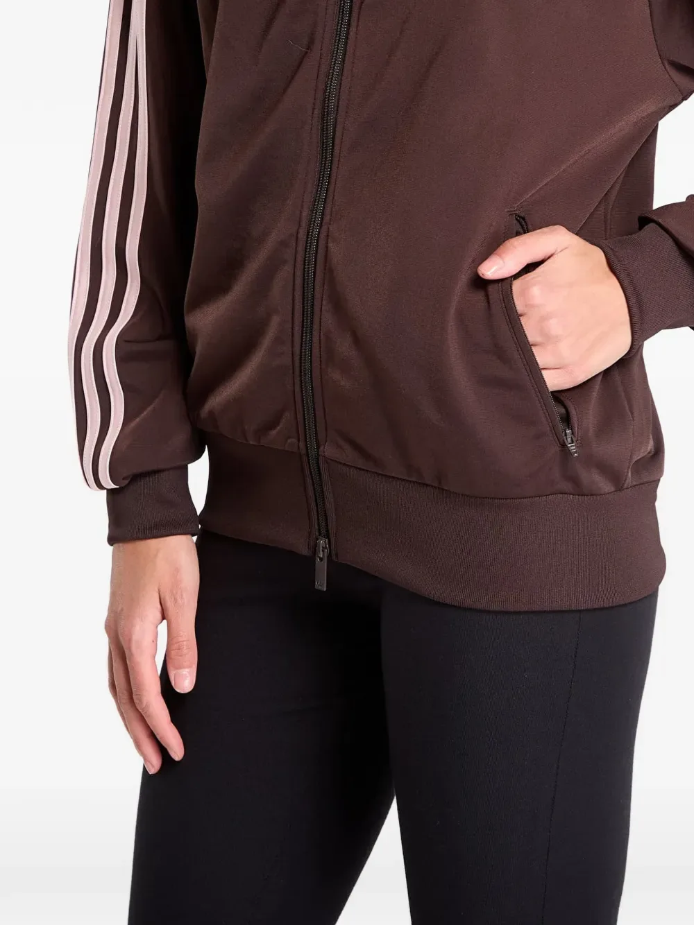 Полосатая спортивная куртка Adidas, коричневый — фото 3