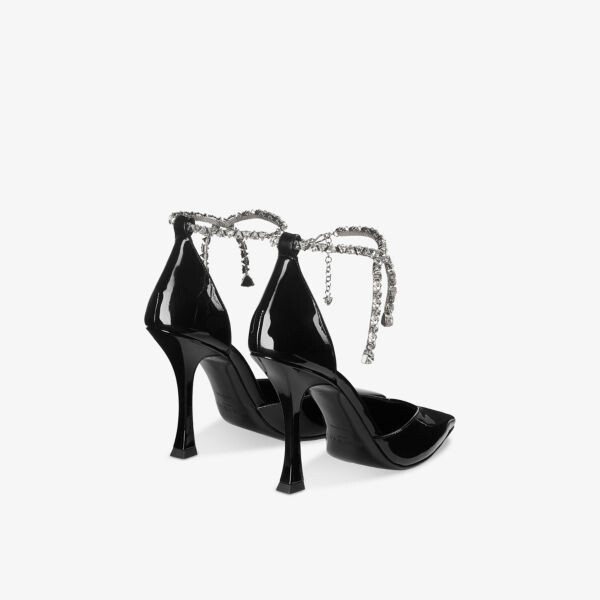Туфли-Лодочки Stevie 100 из лакированной кожи на каблуке, украшенные кристаллами Jimmy Choo, черный — фото 4