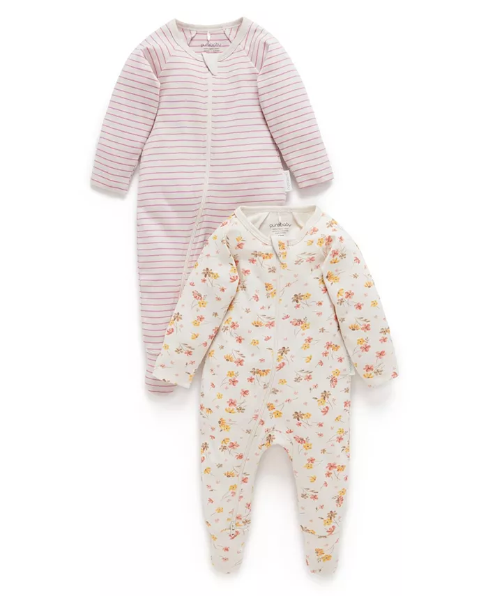 

Детский комбинезон на молнии, 2 шт Purebaby, розовый