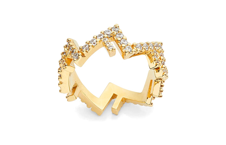 

FENDI Латунные, хрустальные, позолоченные металлические кольца женские gold