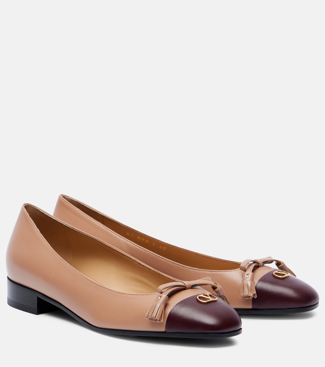 Балетки Valet Du Roi из кожи Valentino Garavani, Rose Cannelle/Dark Garnet