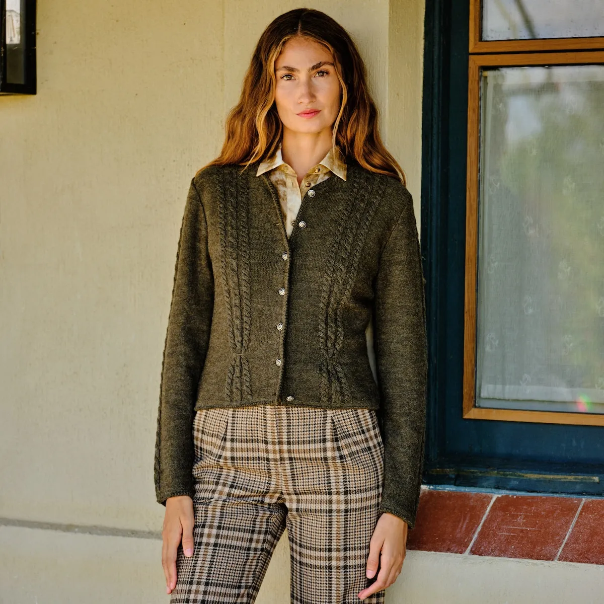 

Женская трикотажная куртка в австрийском стиле Verhunt, зеленовато-коричневый