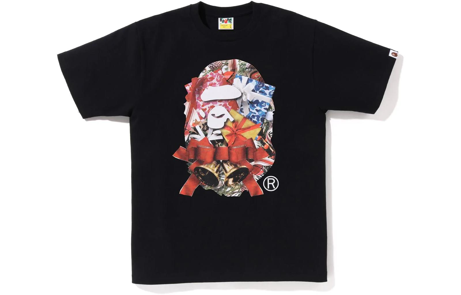 

Футболка BAPE Christmas Ape Head FW22 черная A Bathing Ape, белый