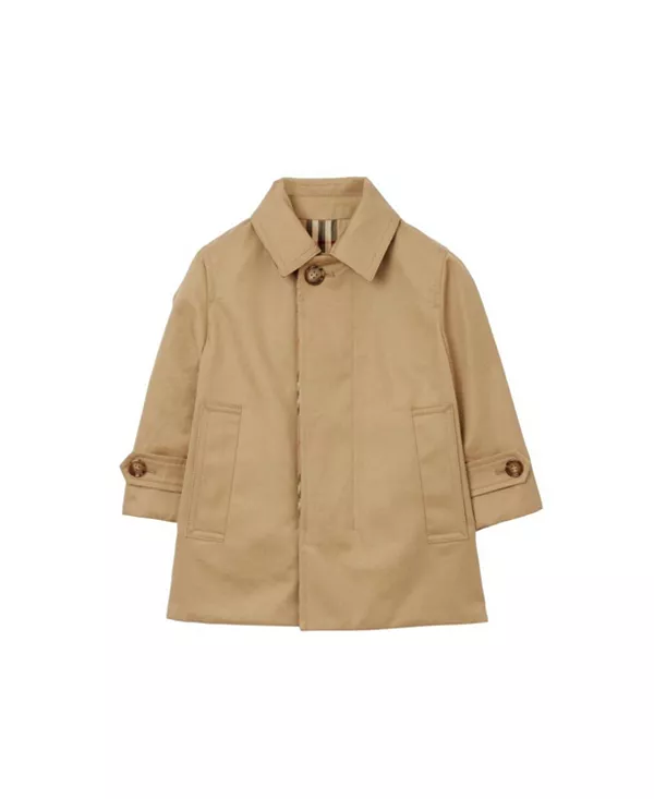 

Двустороннее клетчатое габардиновое пальто для мальчиков - детское Burberry, бежевый