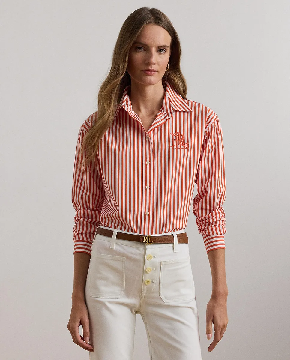 

Женская хлопковая рубашка с длинными рукавами Lauren Ralph Lauren, оранжевый