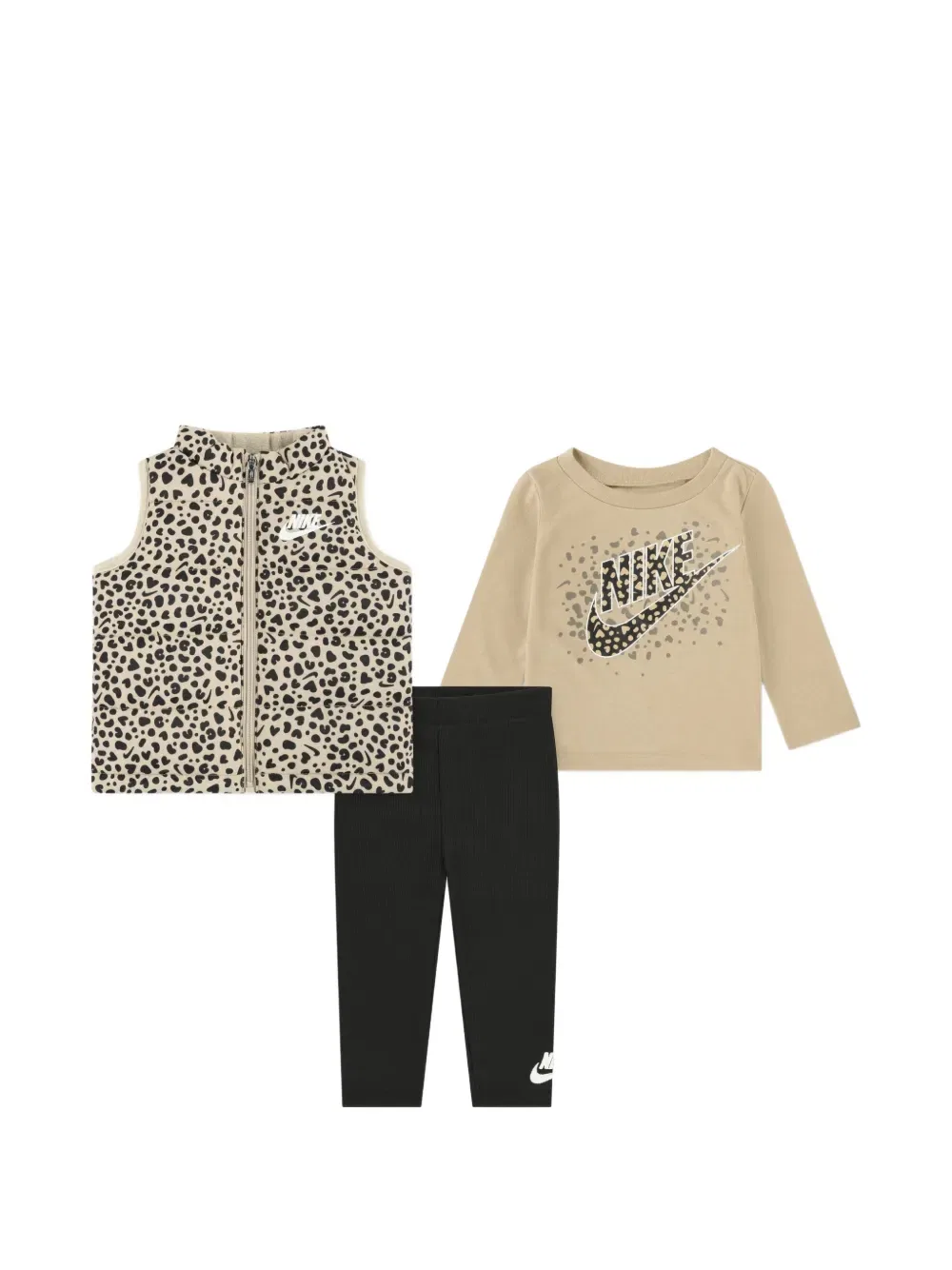 Комплект леггинсов с логотипом (три штуки) Nike Kids, черный