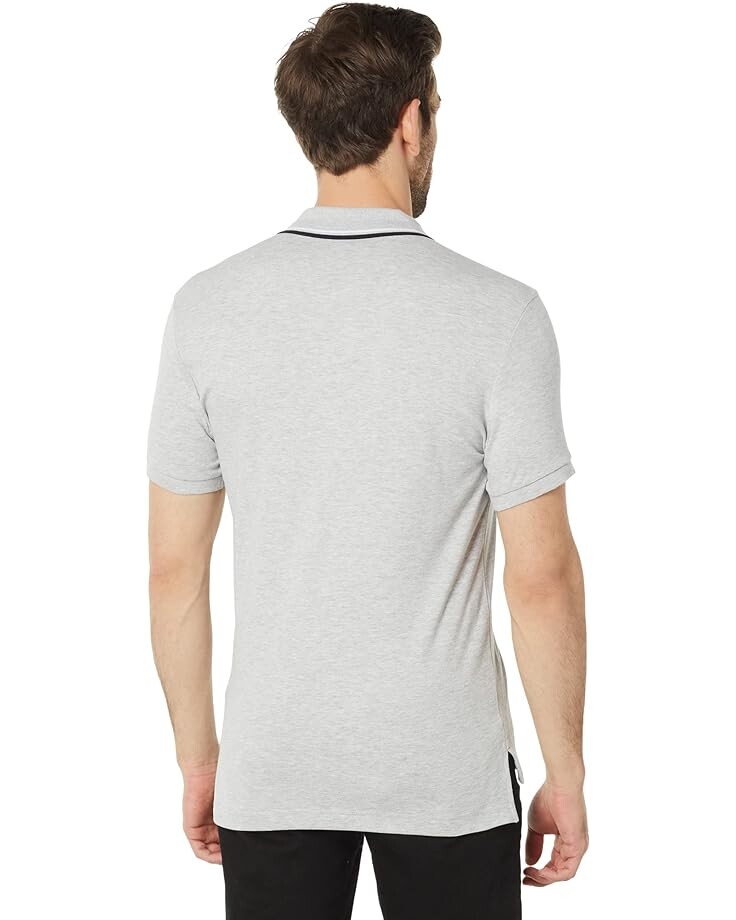 

Поло U.S. POLO ASSN. Slim Fit Tipped Interlock Knit Polo, цвет Heather Light Gray