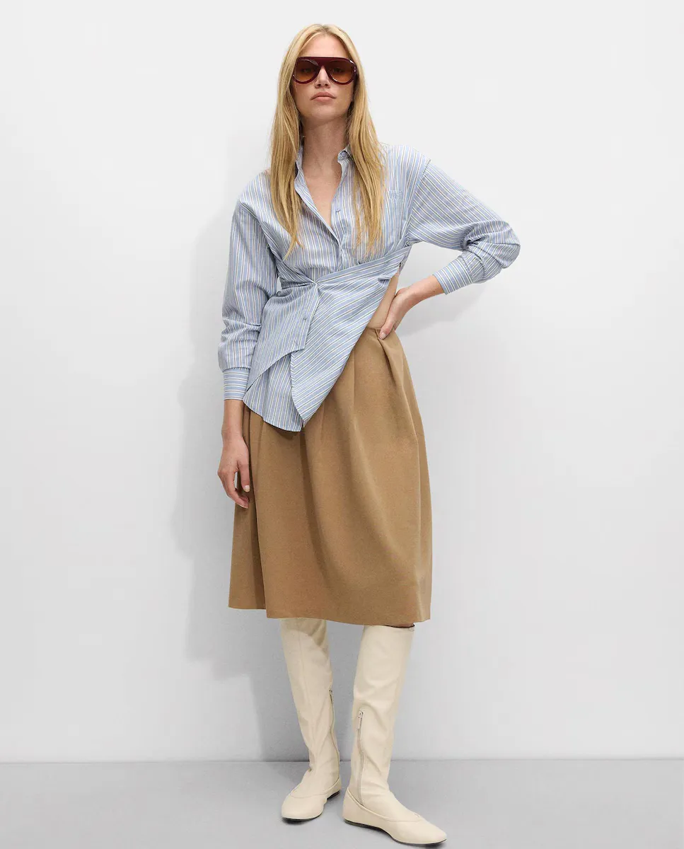 

Юбка миди в складку с простым клешем Parfois, коричневый