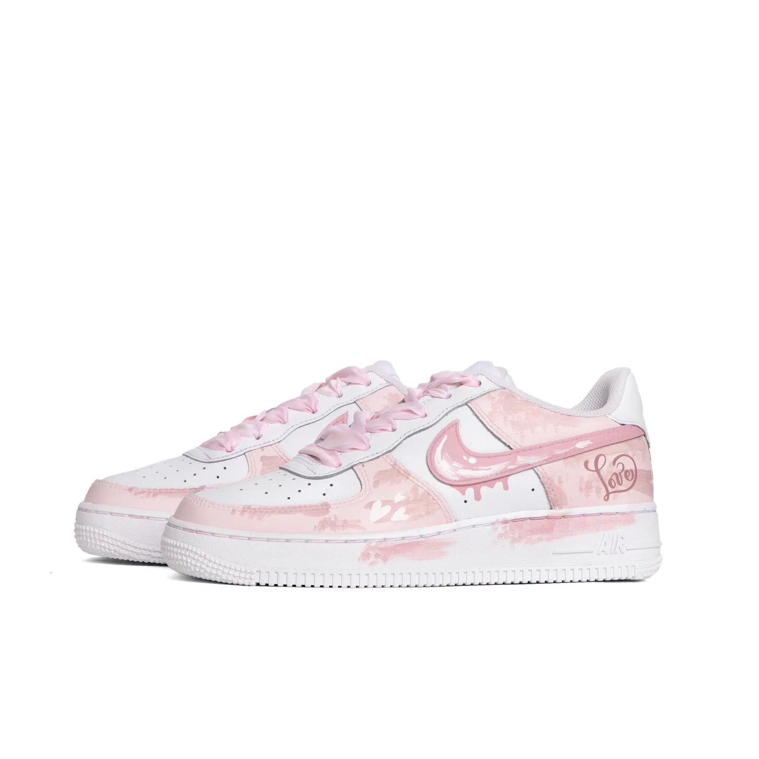 Кроссовки для скейтбординга Air Force Leather Low top Kids, унисекс Nike, White Pink — фото 4