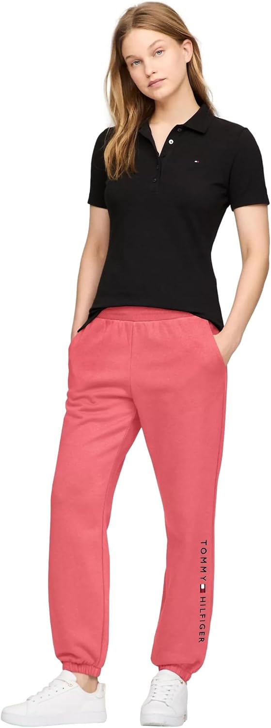 Женские зауженные флисовые спортивные брюки-джоггеры Tommy Hilfiger, Light Crimson — фото 2