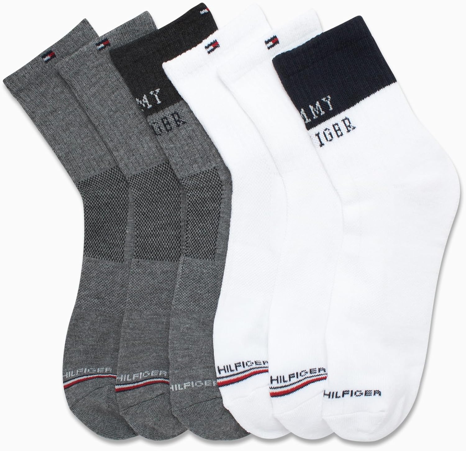 Мужские носки Tommy Hilfiger - спортивные носки с высокой амортизацией (6 шт.), White/Grey — фото 4