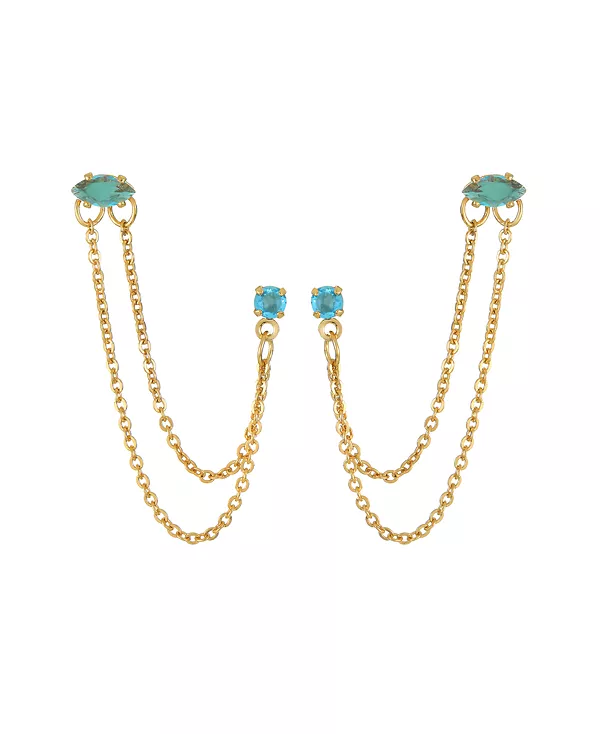 

Двойные серьги из латуни с покрытием из 18-каратного золота Ettika, aqua