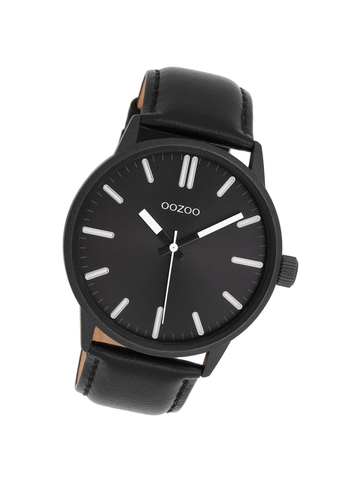 

Аналоговые наручные часы Oozoo Timepieces, черные, большие (примерно 45 мм)