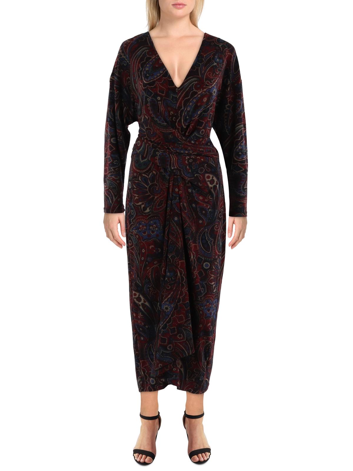 

Женское длинное платье макси с драпировкой Lauren Ralph Lauren, красный