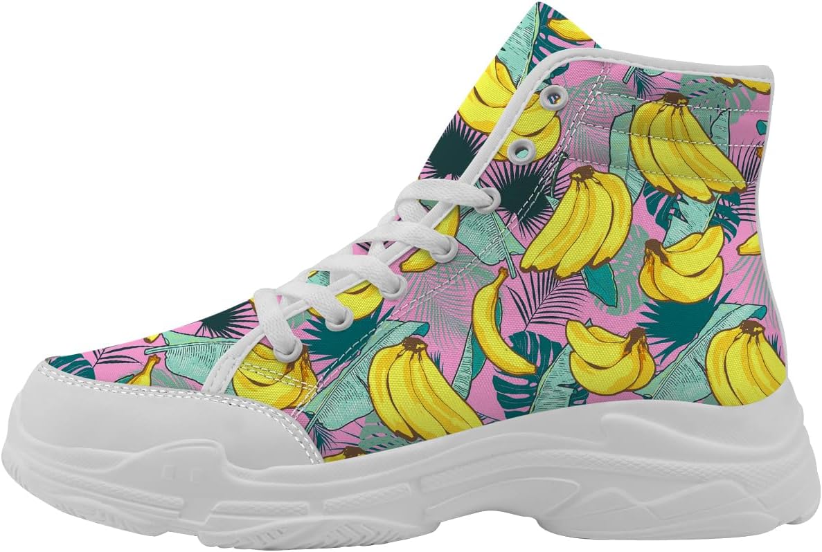 

Кеды на шнуровке унисекс Banana Shoes с высоким верхом из канвы, подарок для него и для нее Quorax, розовый