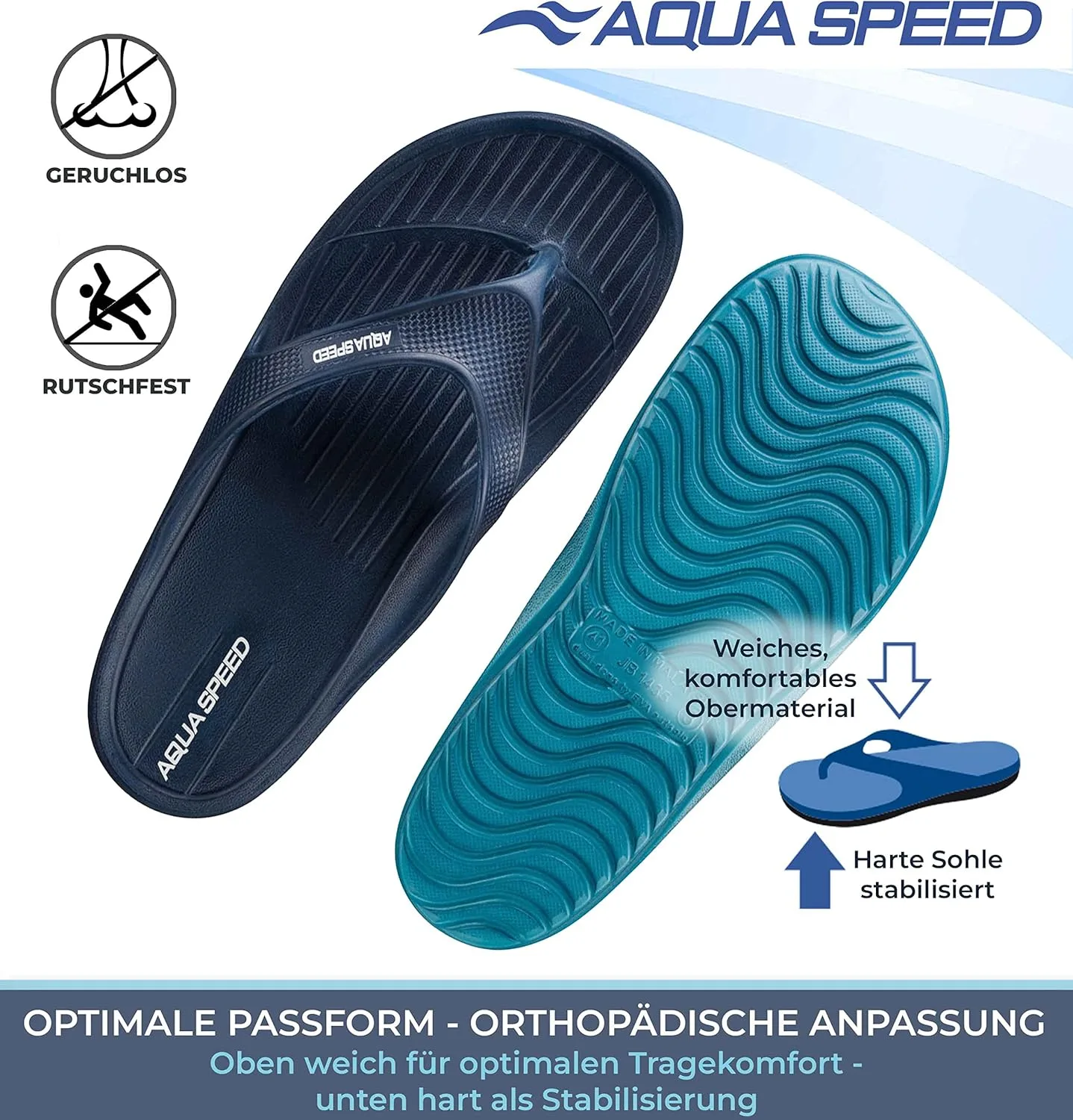 Сандалии для бассейна Aqua Speed, синий — фото 3