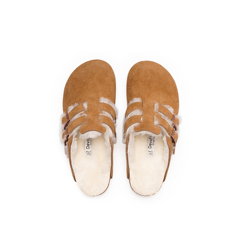 Мюли женские с закрытым носком женские Devo Life, цвет Dark brown suede + wool — фото 4