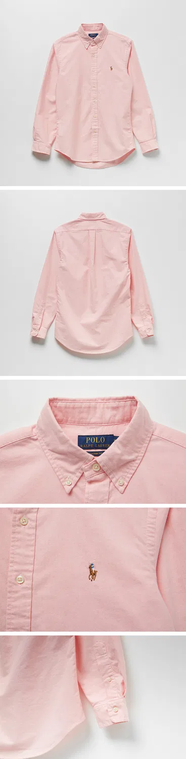 Мужская оксфордская рубашка Custom Fit розового цвета от Polo Ralph Lauren — фото 3