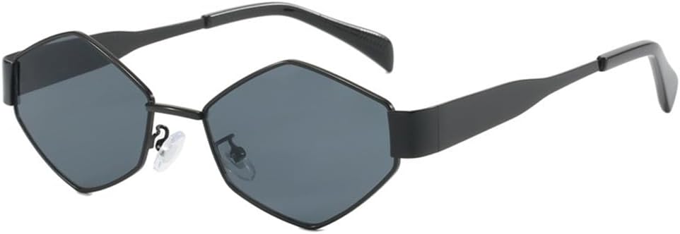 

Панк-солнцезащитные очки для женщин в золотистой металлической оправе, многоугольные солнцезащитные очки для женщин, винтажные очки, защита от ультрафиолета UV400 KTUCN, C1 Black Gray