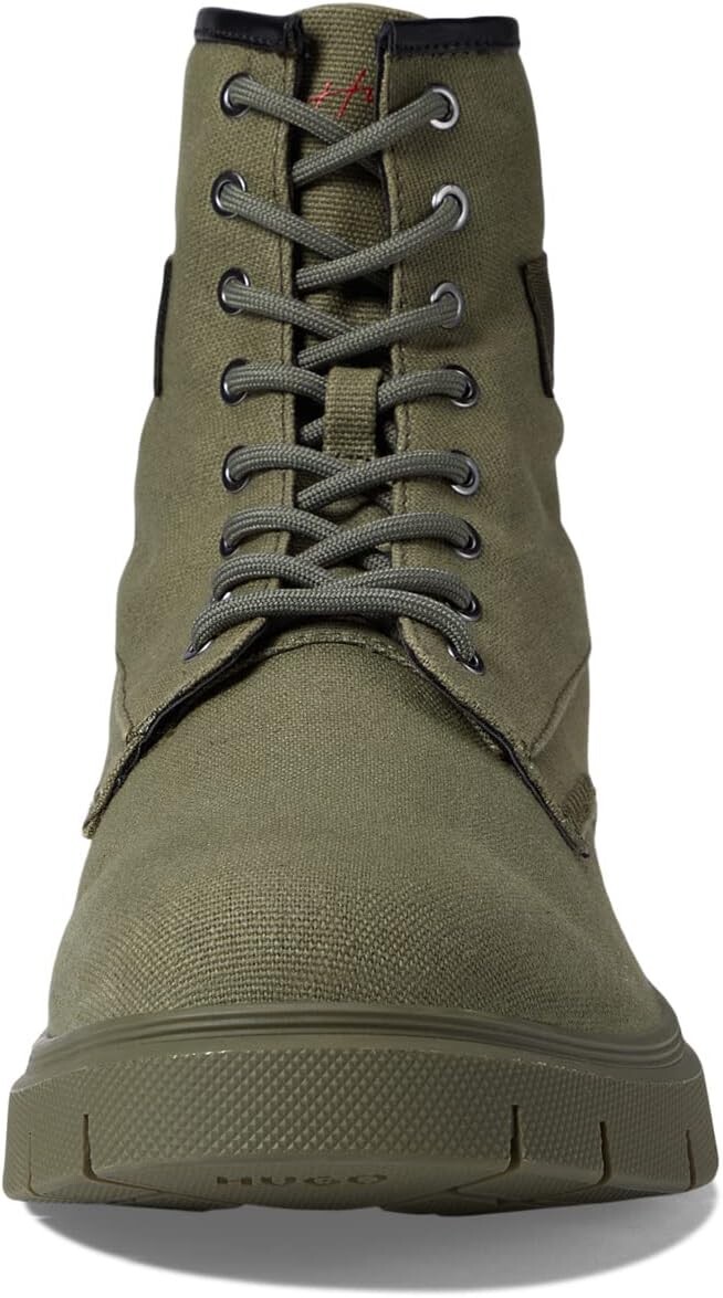 Ботинки на шнуровке Ryan Canvas Lace-Up Boots HUGO, оливково-серый — фото 2