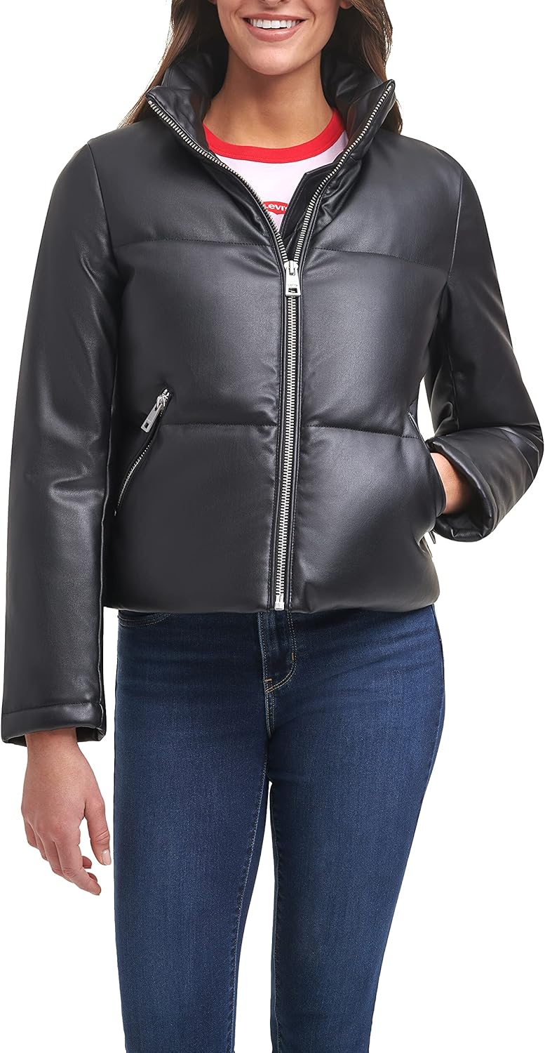 

Levi's Женская пуховик Breanna с искусственным мехом, Black