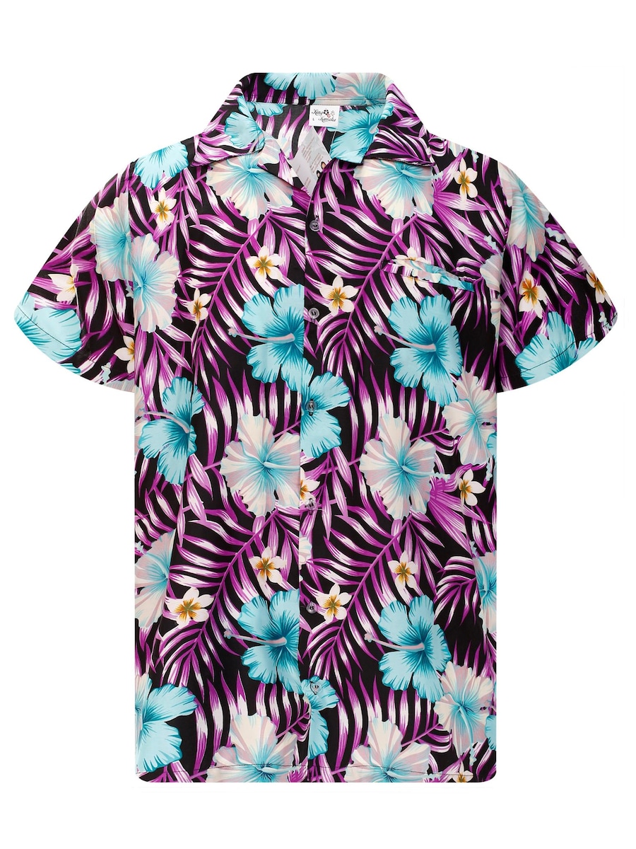 

Рубашка на пуговицах классического кроя King Kameha Tropical Hibiscus, черный