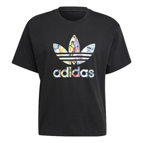 

Футболка (WMNS) adidas originals Love Unites Tre Casual Breathable Fabric Multi-Color Logo Sport Short Sleeve Black, черный