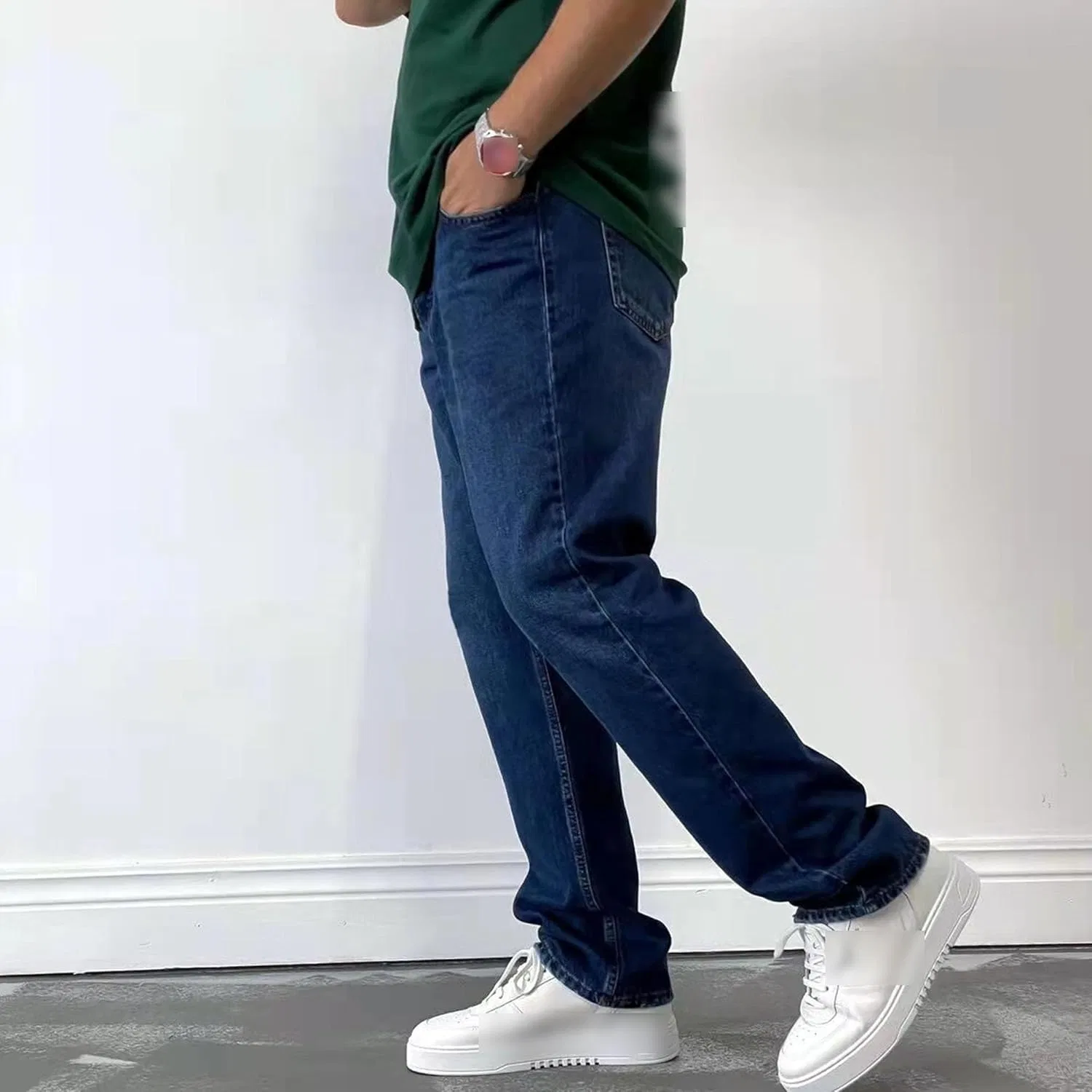 Джинсы прямого кроя, Slim Fit, Темно-синий — фото 3
