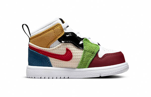 Кроссовки (TD) Air Jordan 1 Mid ALT SE 'Pearl White Gym Red', белый — фото 2