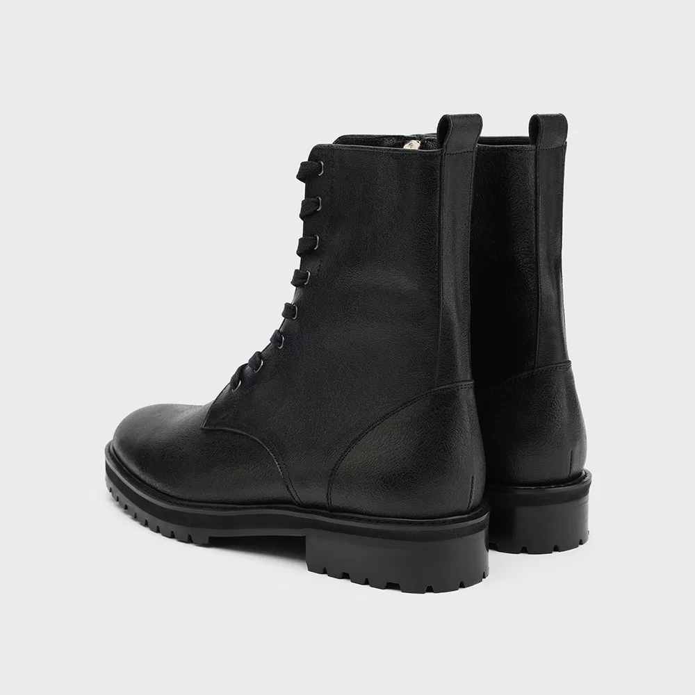 Мужские армейские ботинки Firenze.A Round Toe Hidden Zip-Up, чёрные с эффектом "crack" — фото 2