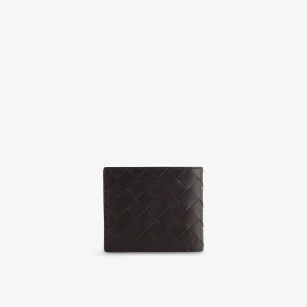 Кошелек кожаный Bottega Veneta Intrecciato с двумя отделениями, серебряный — фото 3