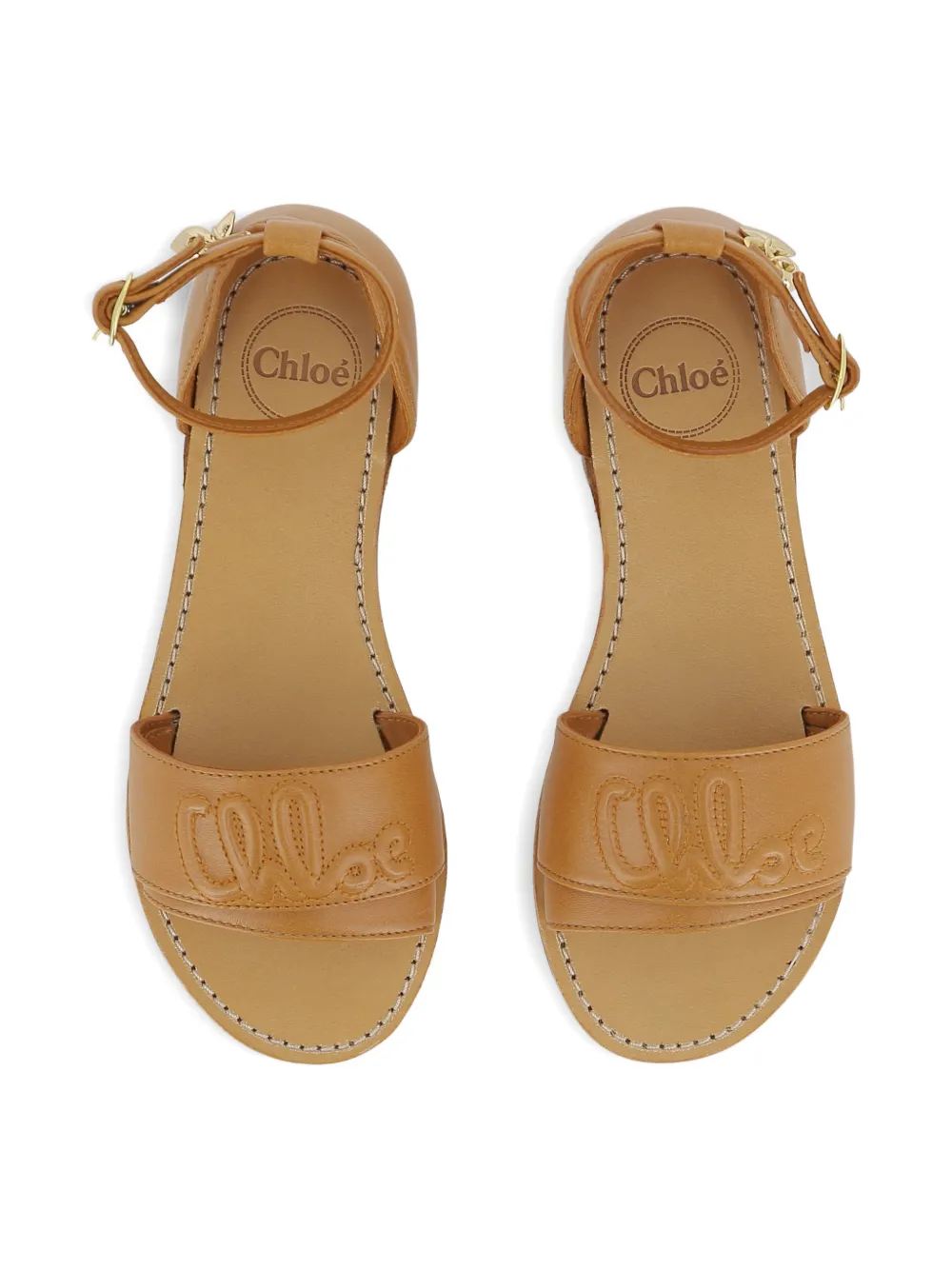 Сандалии с подвеской-логотипом Chloé Kids, коричневый — фото 4