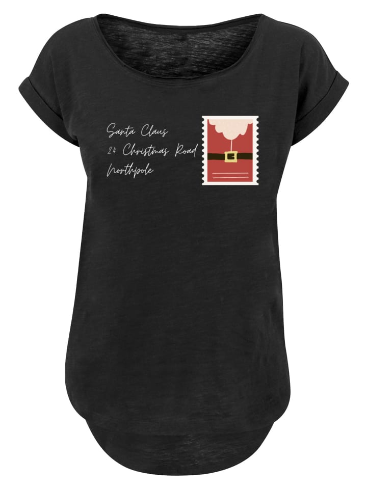 

F4NT4STIC Футболка с длинным рукавом, надписью "Санта" и надписью "Рождество" черного цвета