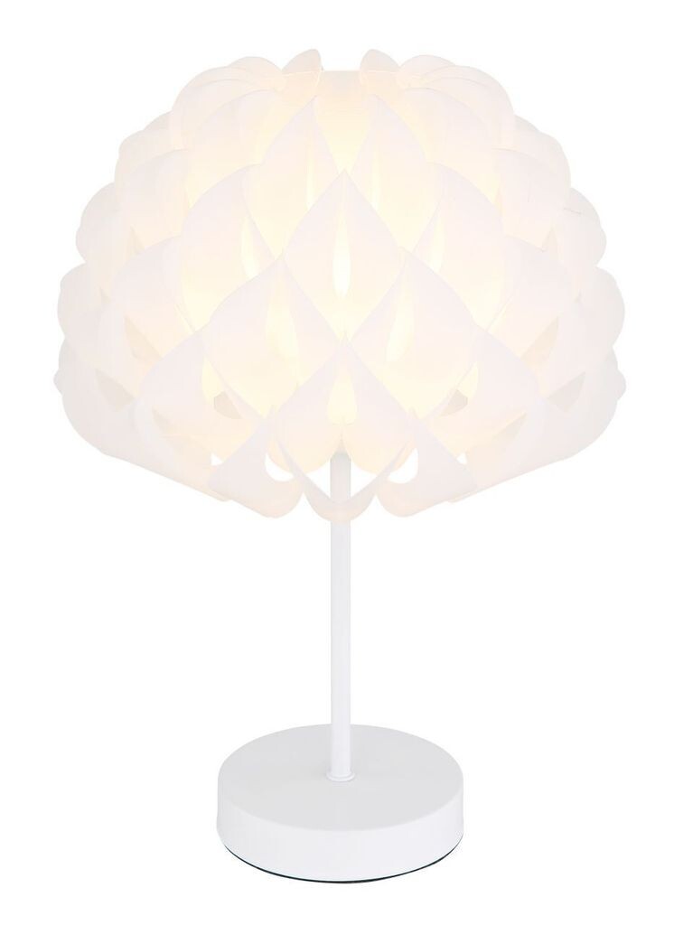 

Настольная лампа Globo Lighting металл белый, пластик белый, кабель ПВХ белый, кулисный переключатель на кабеле, ø: 260 мм, В: 350 мм, длина кабеля 1200 мм, без 1x E14 25 Вт 230 В., серебро