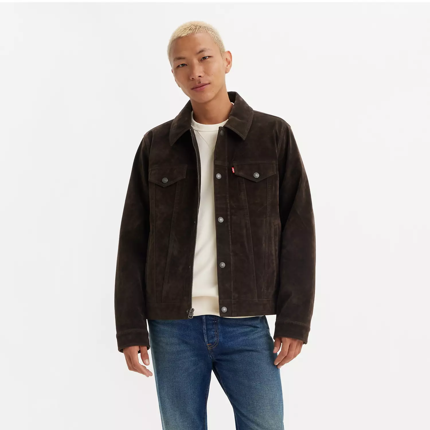 

Винтажная куртка дальнобойщика из искусственной коровьей замши Levi's, коричневый