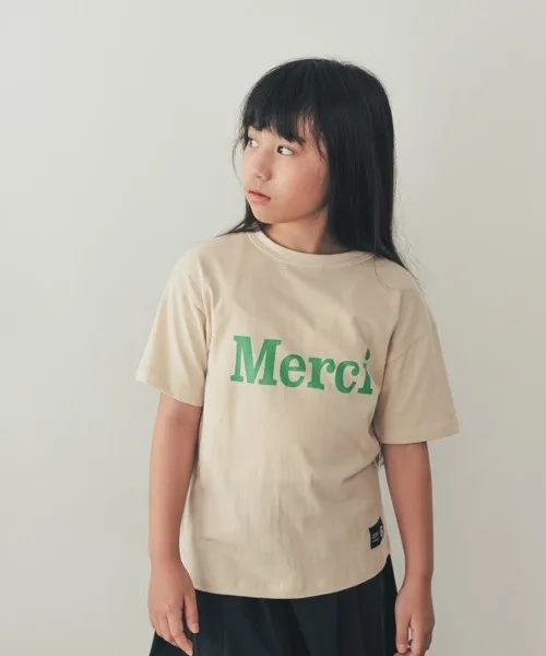 Детская футболка с логотипом ZERO standard Merci кремовая