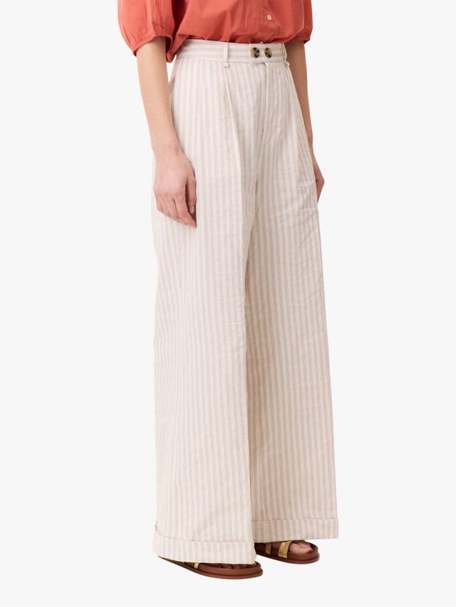 

Широкие брюки Popsi из смесового хлопка в полоску Leon & Harper, White/Brown