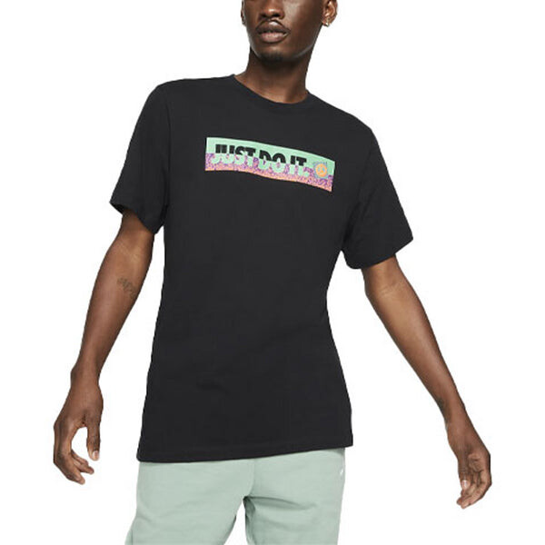Футболка Men's Nike Contrasting Colors Large Logo Casual Sports Round Neck Short Sleeve Black T-Shirt, мультиколор — фото 3