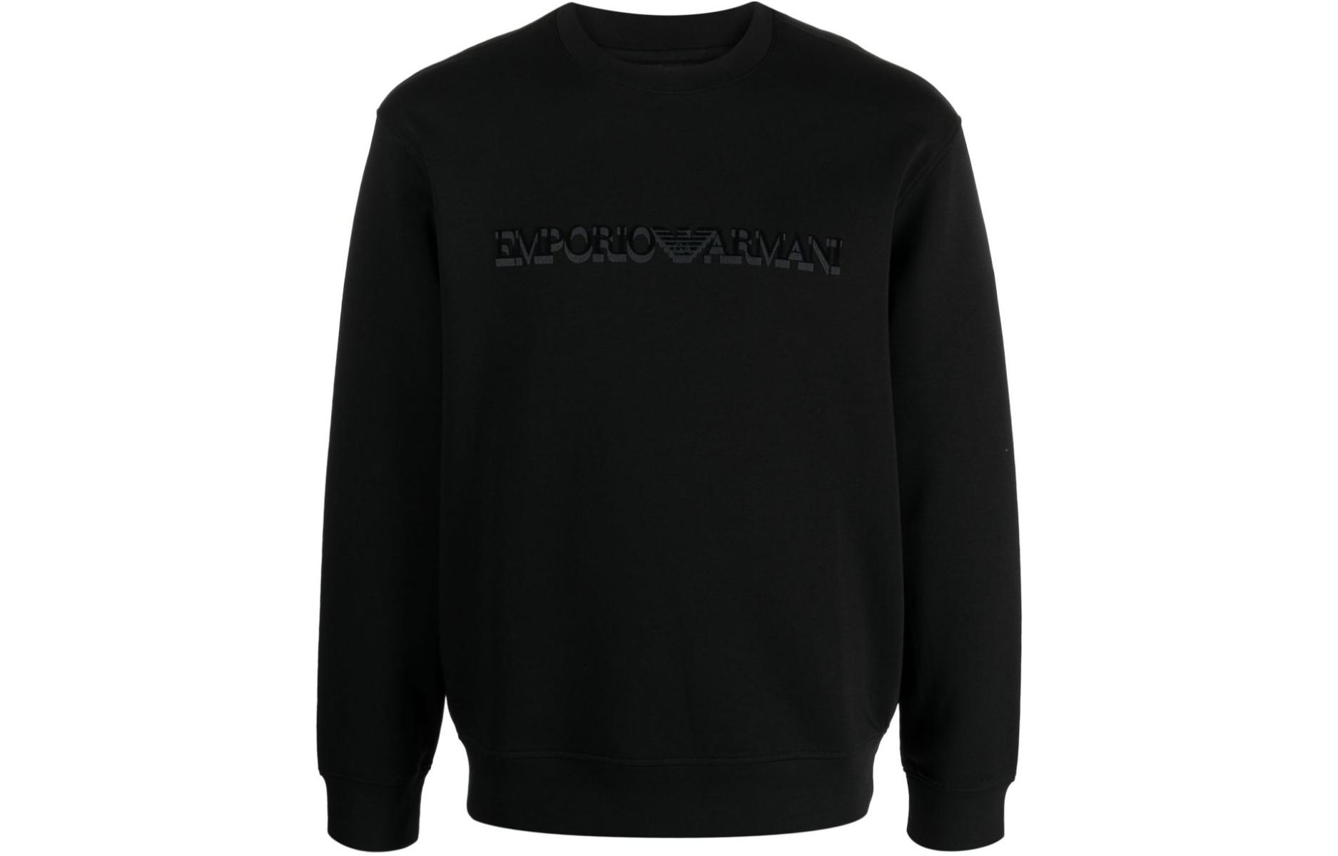 

Футболка EMPORIO ARMANI с флокированным логотипом, черная