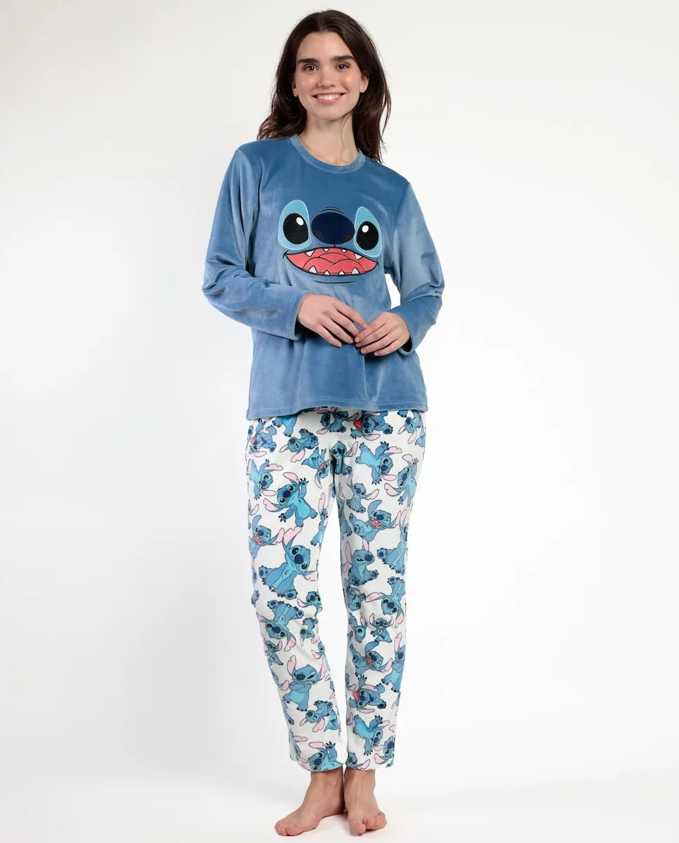 

Женская пижама с длинными штанинами из мягкого бархатного материала синего цвета Disney