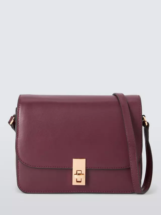 

Сумка кросс-боди John Lewis Leather Turn Lock Flap Over, бордовый